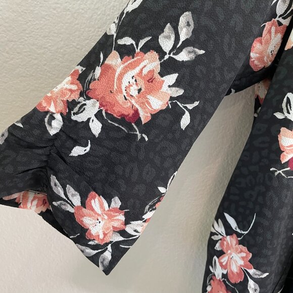 Torrid Womens Plus 3X Black Floral Knit Crepe Drape Blazer Open Jacket - Picture 10 of 12